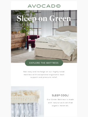 Avocado Green Mattress - Indulge in organic sleep on most-loved Green Mattress.
