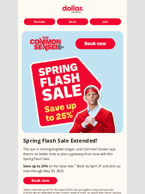 Dollar Rent A Car - 🚨 Spring Flash Sale Extended! Save up to 25% now.