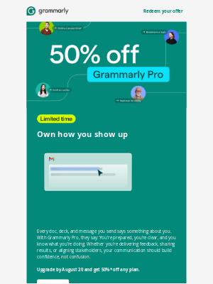 Grammarly - Build your reputation with 50% off Grammarly Pro