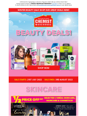 Chemist Warehouse Australia - Winter Beauty Sale! Shop Our Great Deals Now!