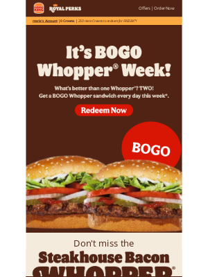 Burger King - BOGO Whopper Week is on!🔥