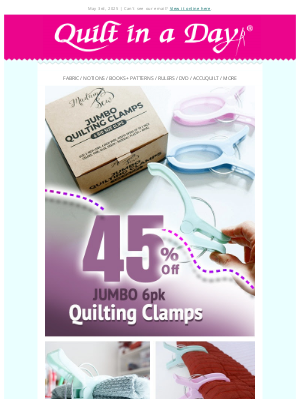 Quilt In A Day - Up to 45% off - Jumbo Quilt Clamps, Funky Friends & Goodnight Moon