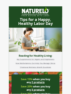 NATURELO Premium Supplements - Tips for a Happy, Healthy Labor Day