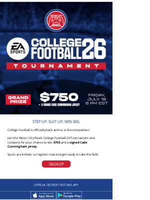 Detroit Pistons - Your shot at $750 and a Signed Cade Cunningham Jersey!