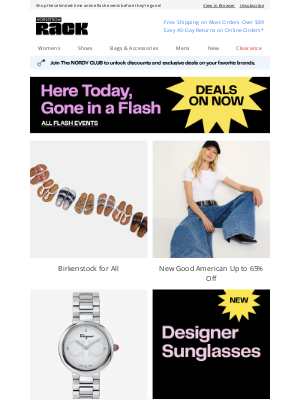 Nordstrom Rack - Birkenstock for All | New Good American Up to 65% Off | New FERRAGAMO Up to 65% Off | And More!
