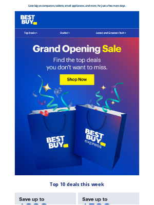 Best Buy Canada - Don’t miss the Grand Opening Sale’s top 10 deals. 🏆