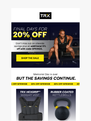 TRX Training - Memorial Day Sale Ends Soon 😢
