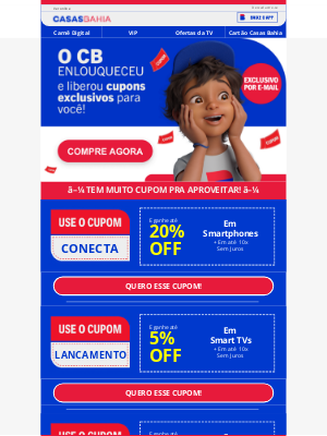 Casas Bahia (Brazil) - Todos os cupons em um só lugar! 🎟️
