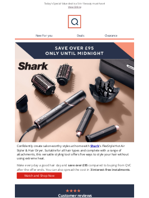 QVC (United Kingdom) - A Shark hair styler with over £95 off? Yes please!