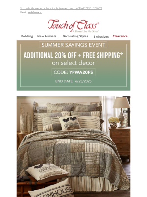 Touch of Class - Don't Miss Out on 20% Off + Free Shipping
