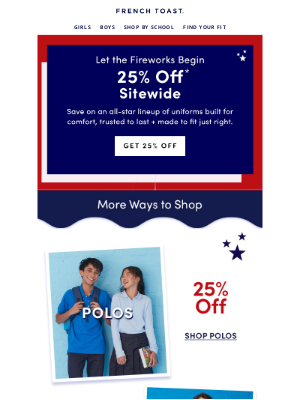 Frenchtoast School Uniforms - 💥 Let the fireworks + savings begin