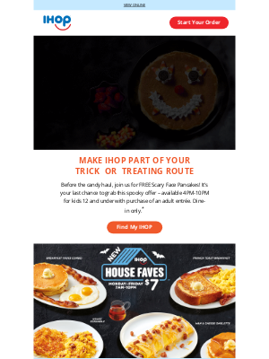 IHOP - 🎃Celebrate Halloween with FREE Scary Face Pancakes Today