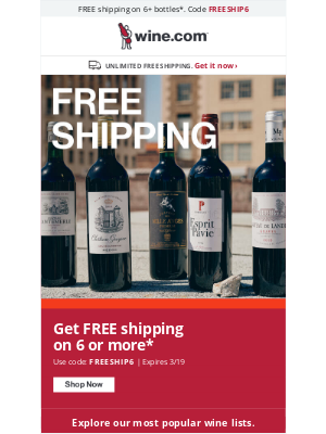 Wine - We're treating you to FREE shipping