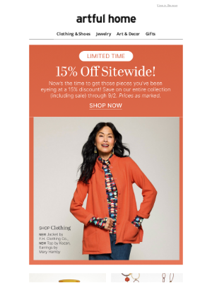 Artful Home - 15% Off Sitewide Fall Refresh for a Limited Time!