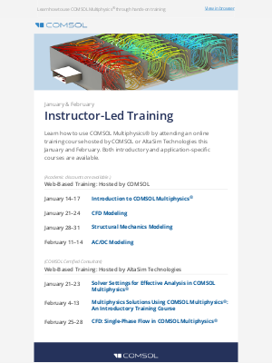 COMSOL - January & February: COMSOL Training Courses