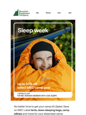 MEC (Canada) - It’s back: Up to 30% off Sleep week