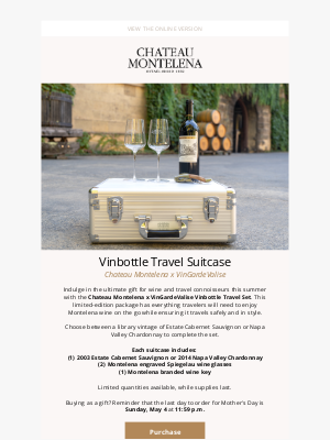 Chateau Montelena Winery - Act Now: Only A Few Vinbottle Suitcases Left!