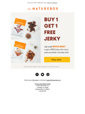 NatureBox - BOGO FREE Jerky - TODAY ONLY!