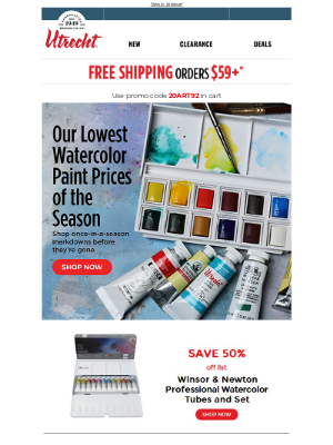 Utrecht Art Supplies - Our lowest paint prices of the season ends soon!
