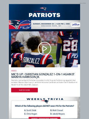 New England Patriots - Christian Gonzalez Mic'd Up; A Side of Mayo