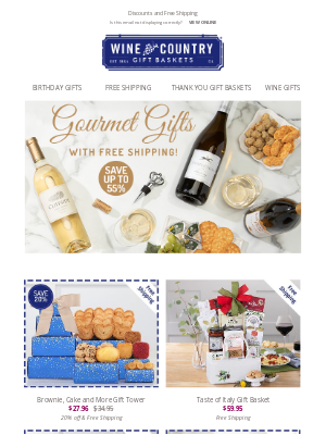 WineCountryGiftBaskets - New gourmet gifts - free shipping & discounts