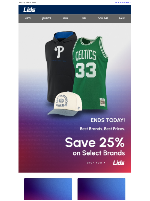 LIDS - Last Chance: 25% Off Best Brands, Best Prices