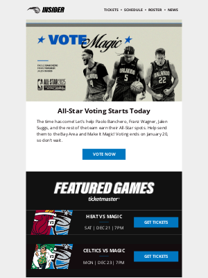 Orlando Magic - All-Star Voting Starts Today! ⭐️