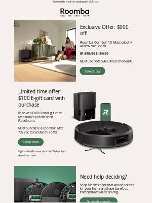 iRobot - $900 off the Roomba Combo® 10 Max starts now!