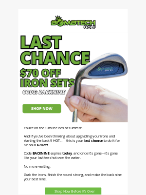 BombTech Golf - Last chance to turn your season around 👏