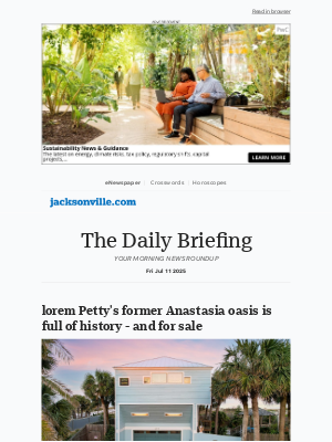 The Florida Times-Union - Daily Briefing: lorem Petty's former Anastasia oasis is full of history - and for sale