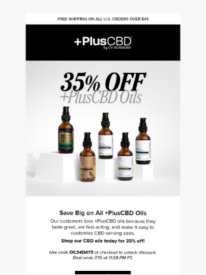 PlusCBD - SAVE BIG! 35% Off on All CBD Oils