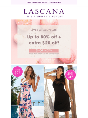 LASCANA USA - LAST CHANCE: Up to 80% OFF + $20 OFF ends soon!🐣
