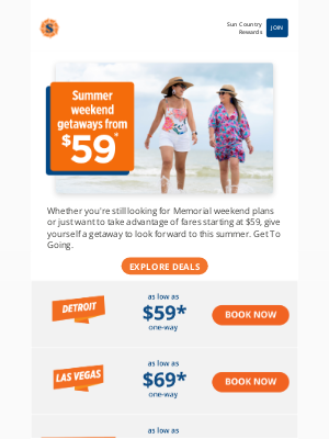 Sun Country Airlines - Summer weekend fares from $59*