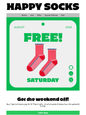 Happy Socks - 7 Pairs for the Price of 5!