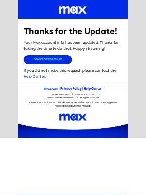 HBO Max - Confirming New Account Info