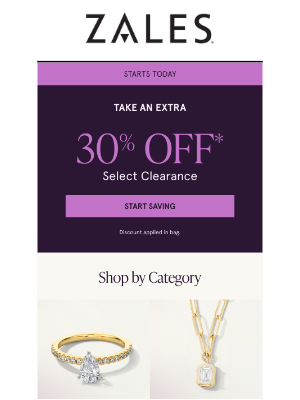 Zales - 👀 LIVE! Take an Extra 30% Off* Select Clearance
