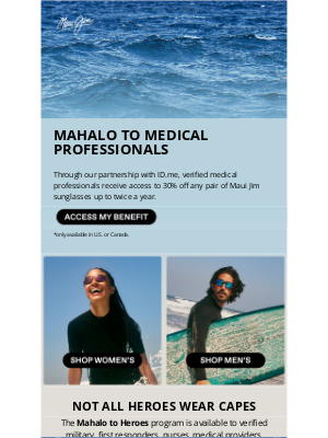 Maui Jim - 30% Off for verified medical professionals