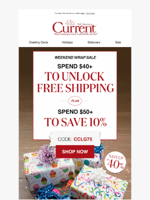 Current Catalog - Weekend wrap sale! Free shipping + 10% off