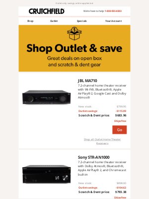 Crutchfield - Crutchfield Outlet Savings up to $803