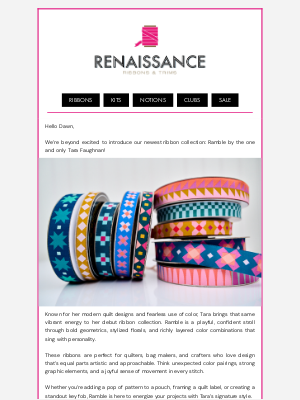 Renaissance Ribbons - 🧵 Meet Ramble – Tara Faughnan’s Joyful New Ribbon Collection