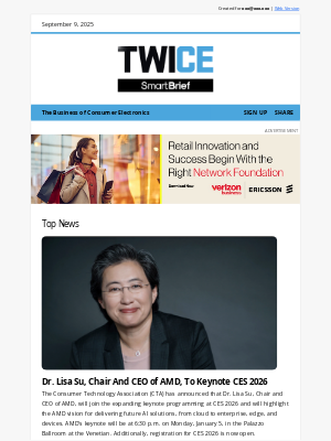 Twice - Dr. Lisa Su, Chair And CEO of AMD, To Keynote CES 2026