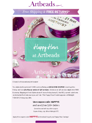 Artbeads - Friday Happy Hour! EXCLUSIVE DISCOUNT Inside 🍻