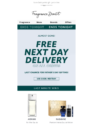 Fragrance Direct(United Kingdom) - FREE Next Day Delivery Ends Tonight! 🚨