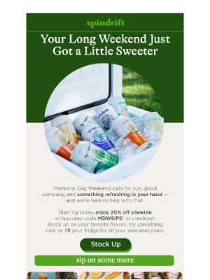 Spindrift - Enjoy 20% Off Sitewide!