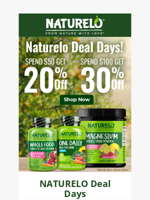 NATURELO Premium Supplements - 4-Day Flash Sale: Save Up to 30% on Everything!