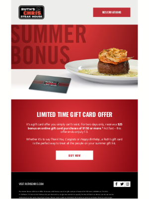 Ruth's Chris - A Sizzling USDA Prime Offer