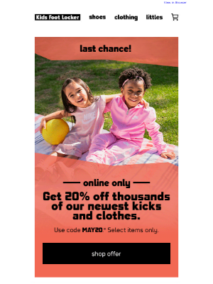 Kids Foot Locker - Last day! Save 20% off tons of on-trend fits 🚨👟💸