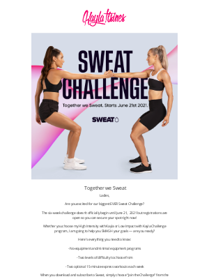 Kayla Itsines - Register now for the Sweat Challenge