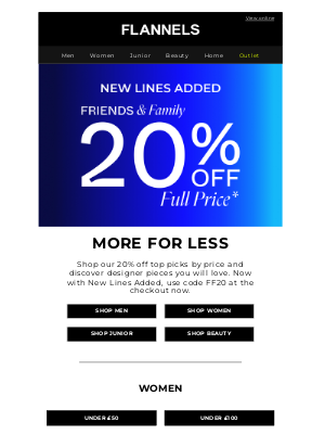 Flannels Fashion (United Kingdom) - 20% off | Shop your budget