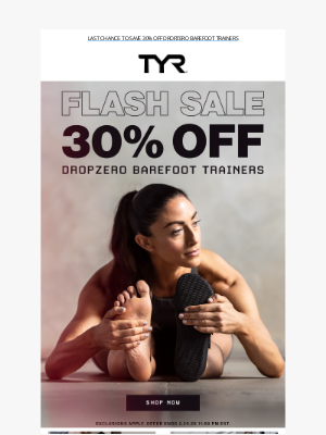 TYR Sport - Last Chance to Save 30% OFF All Dropzero Barefoot Trainers!